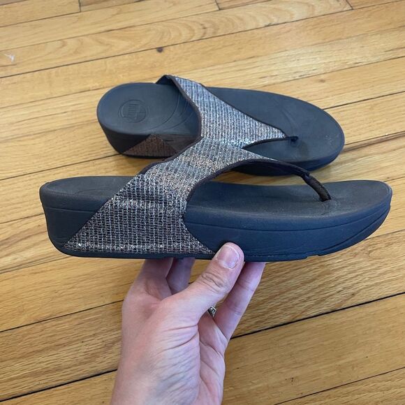 Fitflop Lulu Glitz Size 8 Bronze Shimmer Brown Flip Flop Thong Sandals - Picture 1 of 9